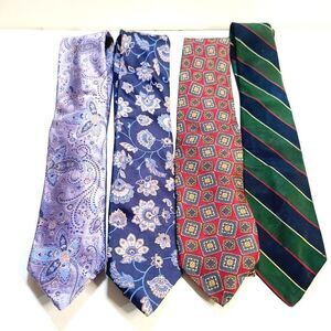 Vintage Robert Talbott Tie Lot of 4 Hand Sewn Silk Green Blue Maroon Purple